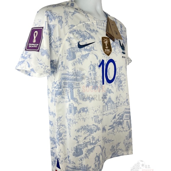 ⚽️ New World Cup QATAR 2022 FRANCE Mbappé #10 AWAY Mens Soccer Jersey ⚽️ - Picture 4 of 8